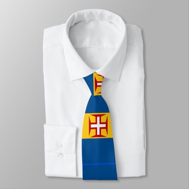 Madeira Flag Custom Men's Tie (Tied)