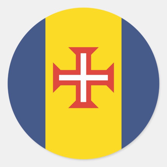 Madeira flag Portugal province symbol cross Classic Round Sticker (Front)