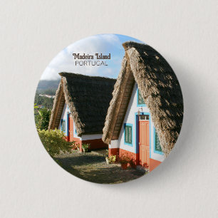 Madeira Island photo with Typical Houses, Portugal 6 Cm Round Badge