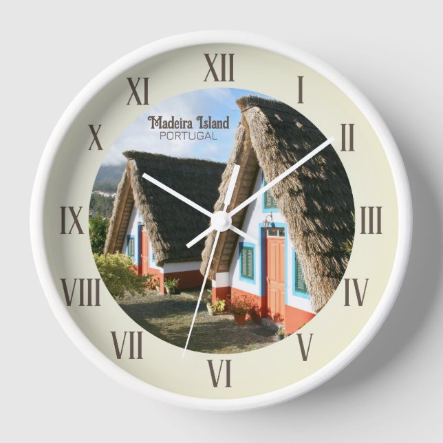 Madeira Island photo with Typical Houses, Portugal Clock (Front)