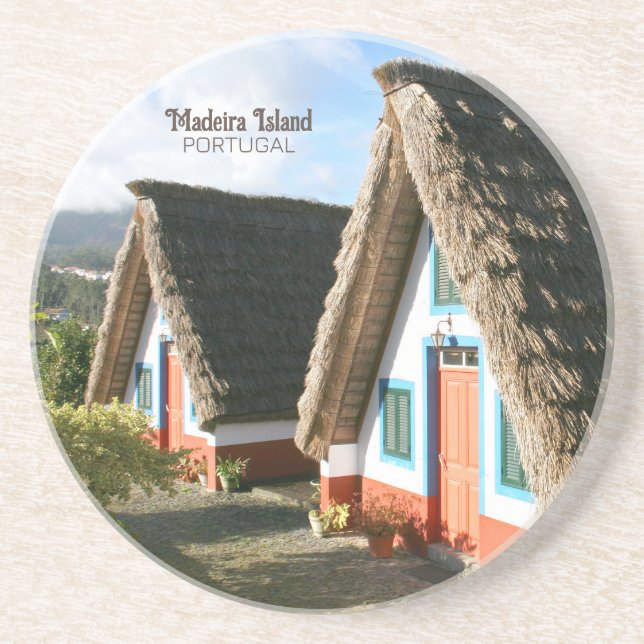Madeira Island photo with Typical Houses, Portugal Coaster (Front)