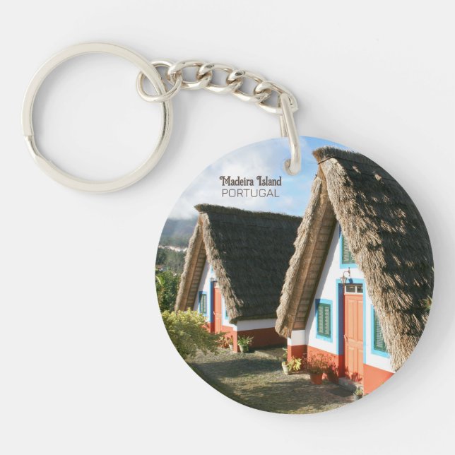 Madeira Island photo with Typical Houses, Portugal Key Ring (Front)