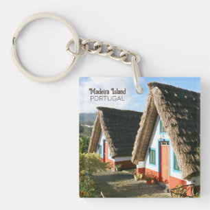 Madeira Island photo with Typical Houses, Portugal Key Ring