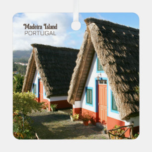 Madeira Island photo with Typical Houses, Portugal Metal Tree Decoration