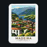Madeira Portugal Island Travel Art Vintage Magnet<br><div class="desc">Madeira retro vector travel design. Madeira,  an autonomous region of Portugal,  is an archipelago comprising 4 islands off the northwest coast of Africa. It is known for its namesake wine and warm,  subtropical climate.</div>