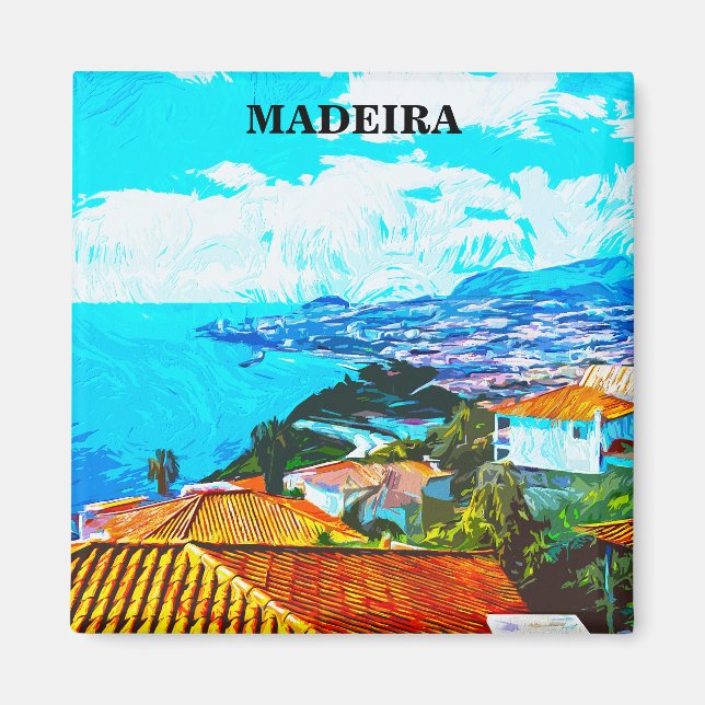 Madeira Portugal Panorama View Illustration Magnet (Front)