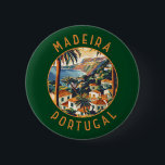 Madeira Portugal Retro Distressed Circle 6 Cm Round Badge<br><div class="desc">Madeira retro vector travel design. Madeira,  an autonomous region of Portugal,  is an archipelago comprising 4 islands off the northwest coast of Africa. It is known for its namesake wine and warm,  subtropical climate.</div>