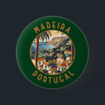 Madeira Portugal Retro Distressed Circle 6 Cm Round Badge<br><div class="desc">Madeira retro vector travel design. Madeira,  an autonomous region of Portugal,  is an archipelago comprising 4 islands off the northwest coast of Africa. It is known for its namesake wine and warm,  subtropical climate.</div>