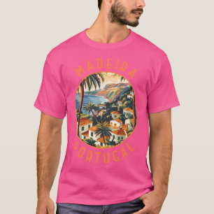 Madeira Portugal Retro Distressed Circle T-Shirt
