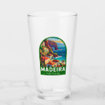 Madeira Portugal Travel Art Vintage Glass<br><div class="desc">Madeira retro vector travel design. Madeira,  an autonomous region of Portugal,  is an archipelago comprising 4 islands off the northwest coast of Africa. It is known for its namesake wine and warm,  subtropical climate.</div>