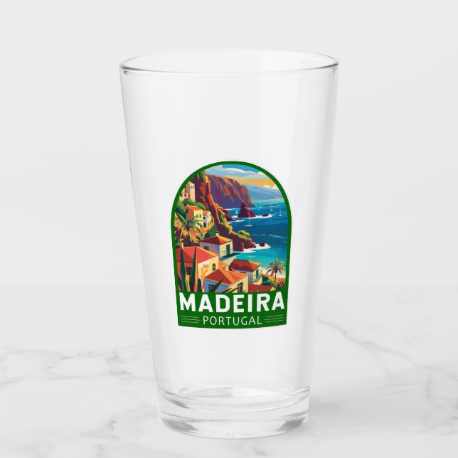 Madeira Portugal Travel Art Vintage Glass (Front)