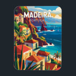 Madeira Portugal Travel Art Vintage Magnet<br><div class="desc">Madeira retro vector travel design. Madeira,  an autonomous region of Portugal,  is an archipelago comprising 4 islands off the northwest coast of Africa. It is known for its namesake wine and warm,  subtropical climate.</div>