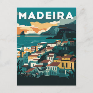 Madeira Portugal Watercolor Painting Postcard