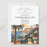 Madeira Portugal Wedding Invitation Retro