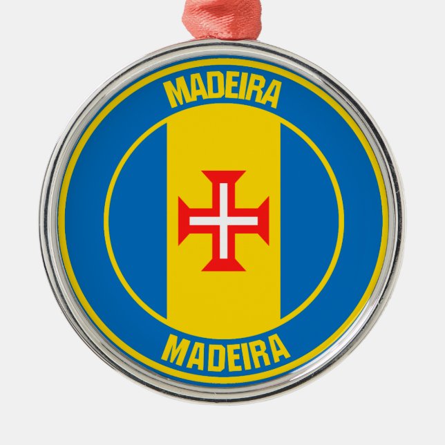Madeira Round Emblem Metal Tree Decoration (Front)