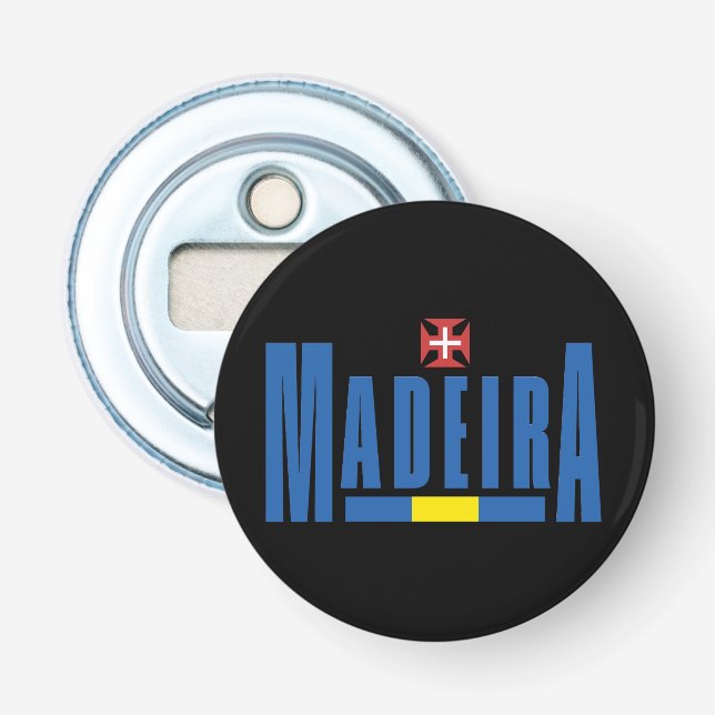 Madeira Text and Flag Colours Bottle Opener (Front)