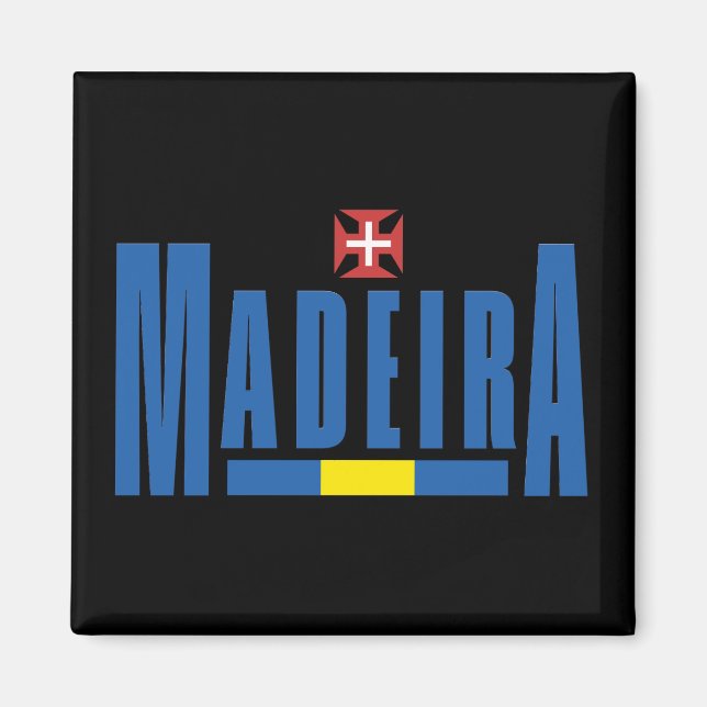 Madeira Text and Flag Colours Magnet (Front)