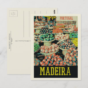 Madeira traditional market illustration Portugal Postcard