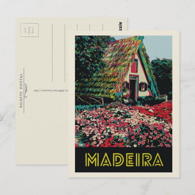 Madeira typical house illustration Portugal Postcard (Front/Back)