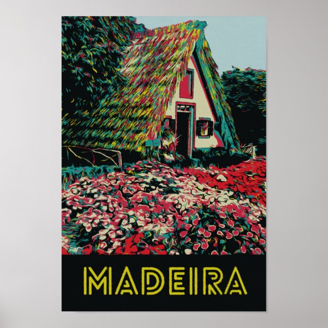 Madeira typical house illustration Portugal Poster (Front)