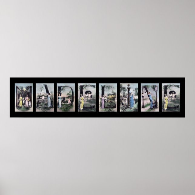 MADELINE Vintage Alphabet Letter Name Art Poster (Front)