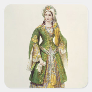 Mademoiselle Rachel  as Roxane in 'Bajazet' Square Sticker