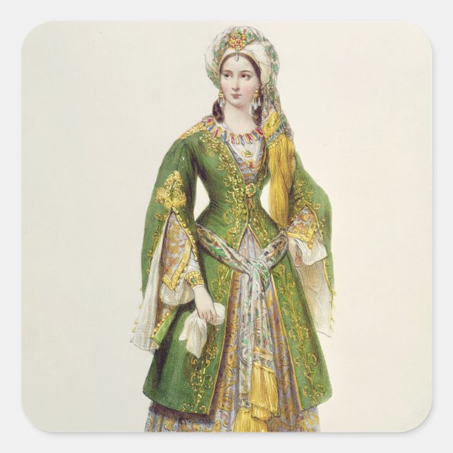 Mademoiselle Rachel  as Roxane in 'Bajazet' Square Sticker (Front)