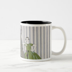 Mademoiselle Spinelly Chez Elle, 1920 (pochoir pri Two-Tone Coffee Mug