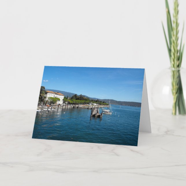 Maderno harbour on Lake Garda in Italy Holiday Card (Front)