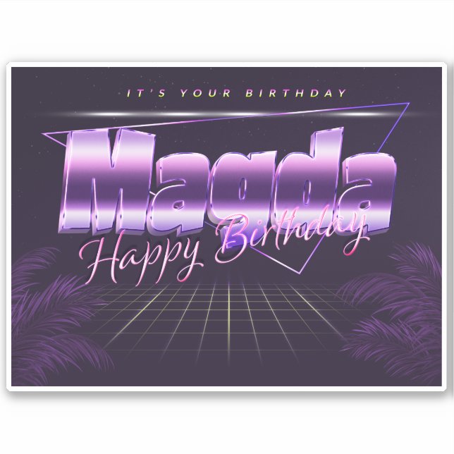 Madga Name First name lila retro Sticker Birthday (Front)