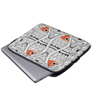 Madhubani 4 fish laptop sleeve
