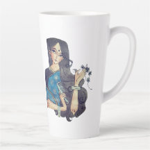 Madhubani blue fish and traditional lady latte Mug