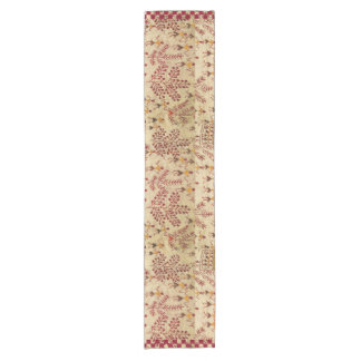 Madhubani style print on silk texture short table runner