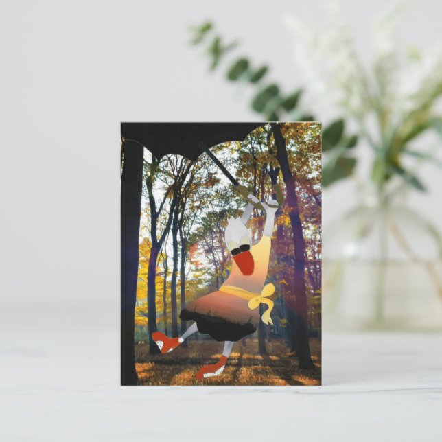 Madicken Inspired Flying Duck Autumn Landscape Postcard (Standing Front)
