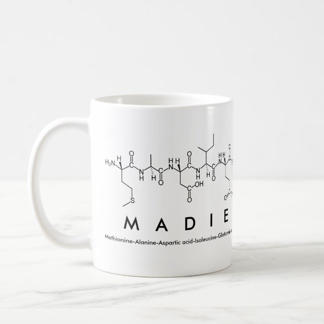 Madie peptide name mug (Left)