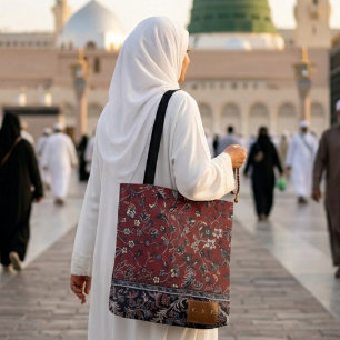 Madinah Red Vintage Carpet Print Tote Bag