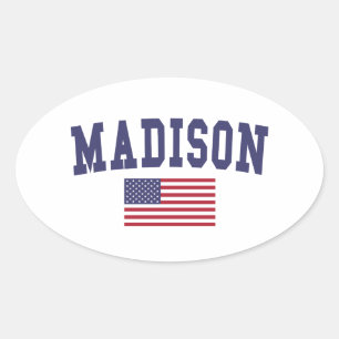 Madison AL US Flag Oval Sticker
