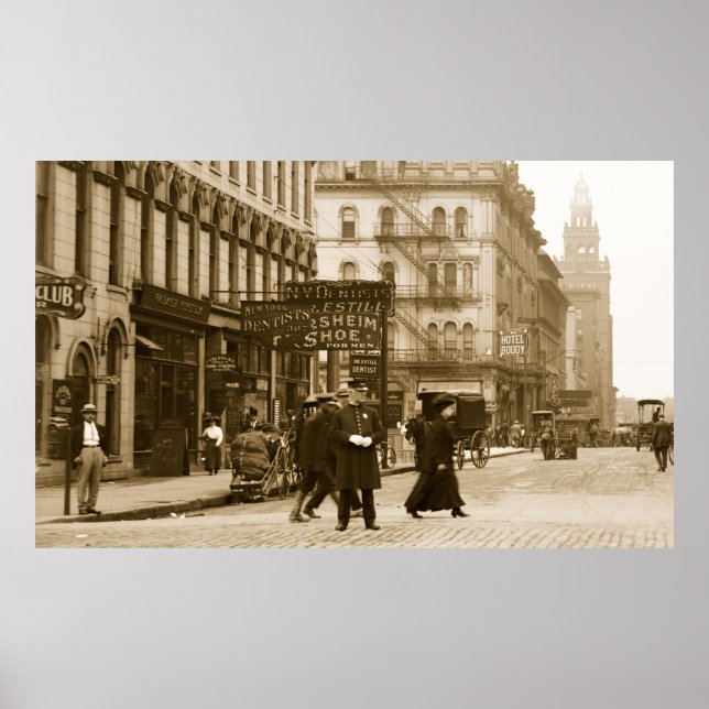 Madison Ave from Summit St, Toledo, OH early 1900s Poster (Front)
