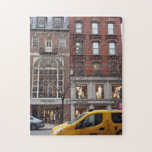 Madison Avenue Shopping Taxi Cab New York City NYC Jigsaw Puzzle (Vertical)