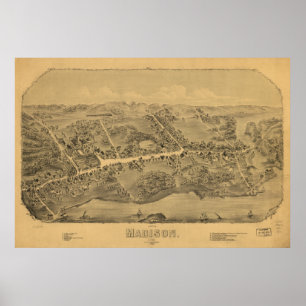 Madison Connecticut 1881 Panoramic Map Poster
