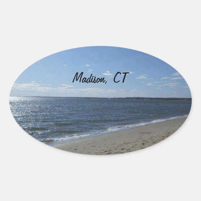 Madison CT Connecticut Hammonasset Beach Oval Sticker (Front)
