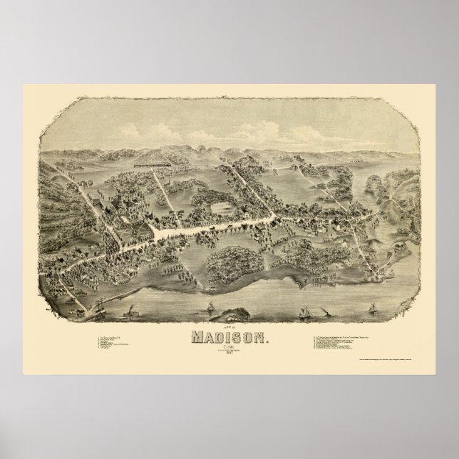 Madison, CT Panoramic Map - 1881 Poster (Front)