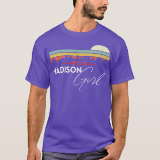 Madison Girl Retro Sunset City Skyline Souvenir T-Shirt
