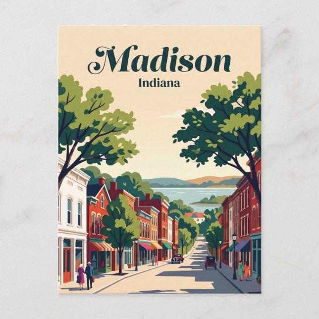 Madison Historic District Indiana Postcard (Front)