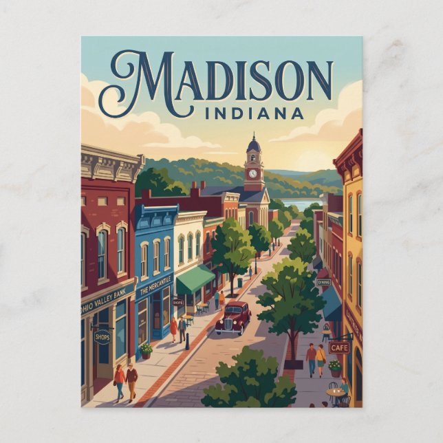 Madison Historic District Indiana Postcard (Front)