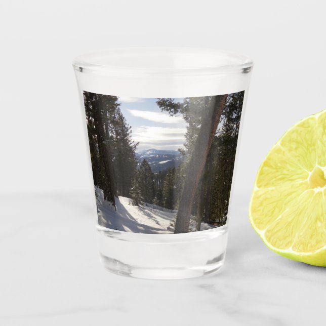 Madison Mountains in Winter in Montana Shot Glass (Front)