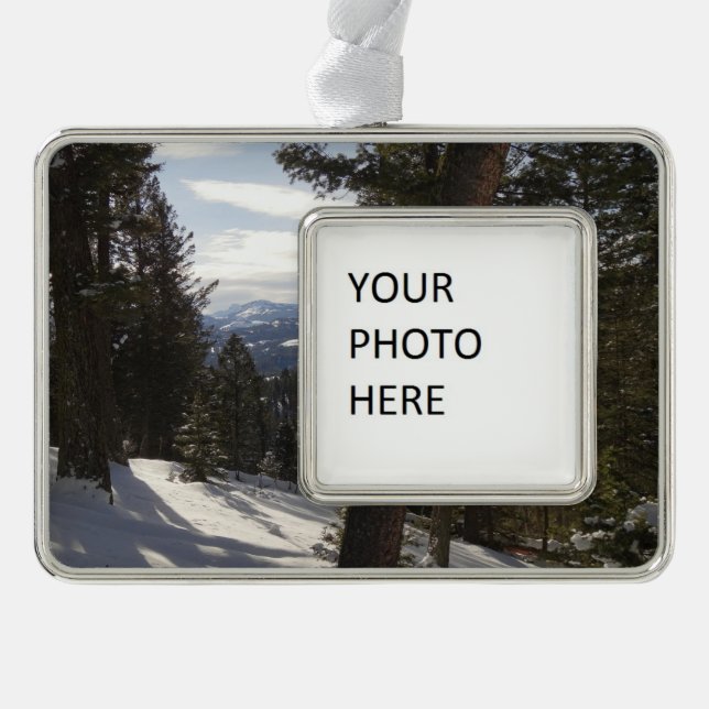 Madison Mountains in Winter in Montana Silver Plated Framed Ornament (Front)