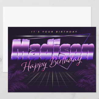 Madison Name First name pura retro card Birthday