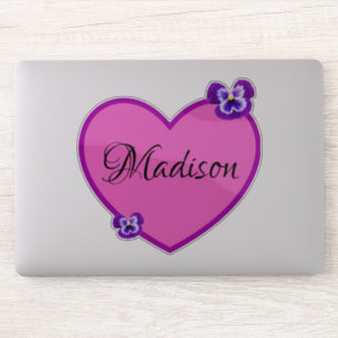 Madison Name Logo With Pansies,