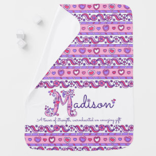 Madison personalised M name meaning baby blanket
